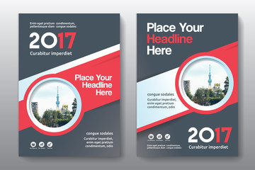 Red Color Scheme with City Background Business Book Cover Design Template in A4. Can be adapt to Brochure, Annual Report, Magazine,Poster, Corporate Presentation, Portfolio, Flyer, Banner, Website.