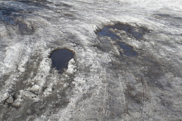 In the spring the snow on the road melted and turned to water and dirt obstructing the movement and making travel unsafe.