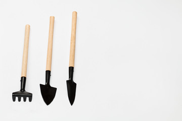 garden tools on white background