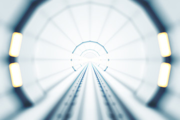 design element. 3D illustration. rendering. train tunnel lighted image