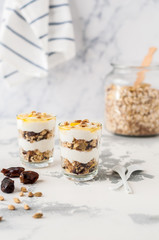 Spiced Yogurt with Granola in Glasses