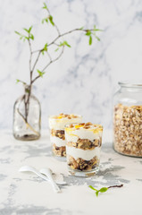 Spiced Yogurt with Granola in Glasses