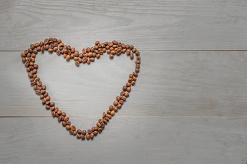 coffee beans in the form of heart