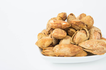 Almond nuts to stay healthy for the body. almond on white background