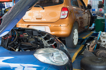 Checking a car at garage