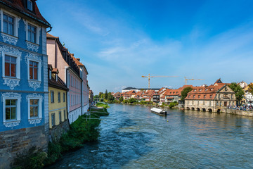 Fototapeta na wymiar Medieval German village Bamberg on river Regnitz