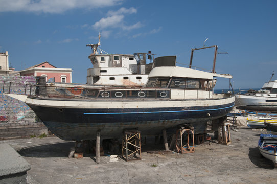 Bootswerft, Aci Trezza, Catania, Sizilien, Italien