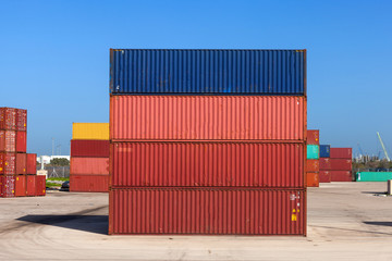 Stack of colorful shipping containers