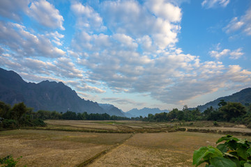 Morning cloudy with mountain view at Vang Vieng, Laos