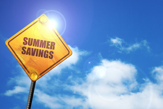 summer savings, 3D rendering, traffic sign