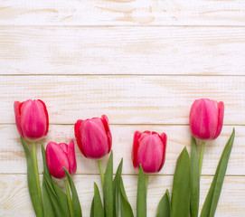 bouquet of tulips with empty space for text