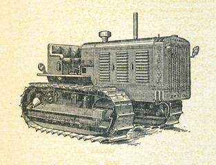 Tractor, vintage engraved illustration
