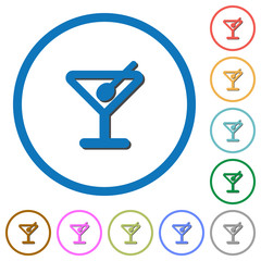 Cocktail icons with shadows and outlines