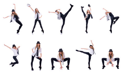 Fototapeta na wymiar Woman dancer dancing modern dances