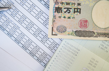 Statement report with money in financial concept.