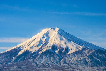 Fototapeta na wymiar The peak of Fuji mountain in winter season, Japan