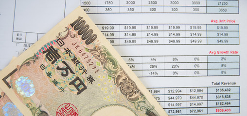 Naklejka premium Statement report with money in financial concept.