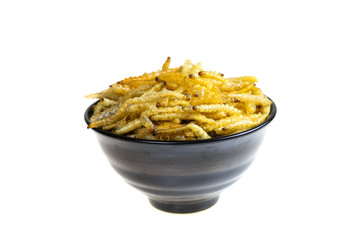  Worm bamboo fried, Local food, Dried insect deed fried