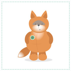 Foxy, cute plush toy. Vector cartoon