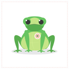 Frog, funny plush toy. Vector cartoon