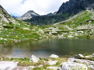Fototapeta na wymiar Lake Pleso nad Skokom in Tatras mountains.