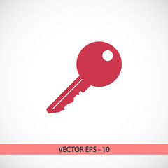 Key  icon, vector illustration. Flat design style