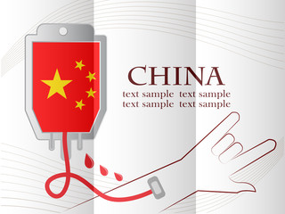 blood donation design made from the flag of China, conceptual vector illustration.