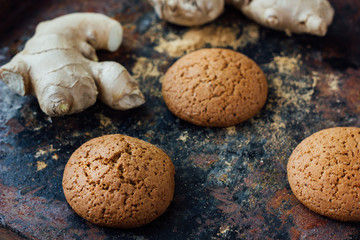 Ginger snaps on black