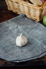 garlic on piece of fabric