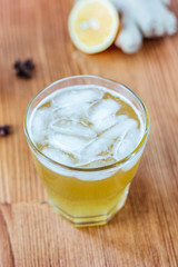 Alcohol free home made ginger ale with ice.