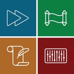 Set of 4 scroll outline icons