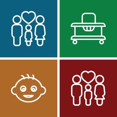 Set of 4 family outline icons