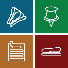 Set of 4 stationery outline icons