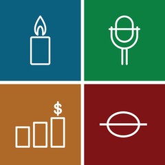 Set of 4 single outline icons