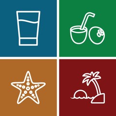 Set of 4 tropical outline icons