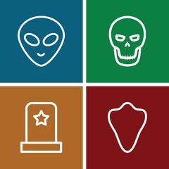 Set of 4 halloween outline icons