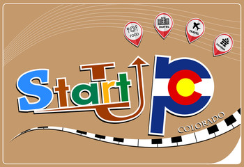 Fototapeta premium Startup design made from the flag of Coloradol, conceptual vector illustration