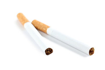 Tobacco cigarettes isolated on a white