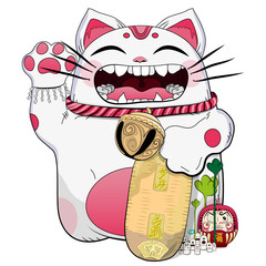 Traditional Japanese cat cartoon for kids