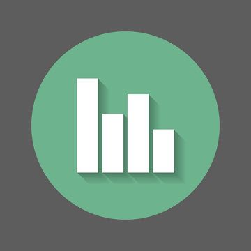 Poll Flat Icon. Graph Chart Round Colorful Button, Circular Vector Sign With Shadow Effect. Flat Style Design