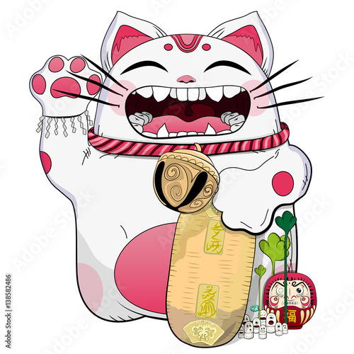 "Traditional Japanese cat cartoon for kids" Stock image and royalty
