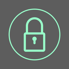 Lock, padlock circular line icon. Password Round colorful sign. Flat style vector symbol