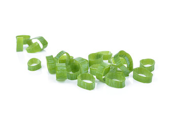chopped fresh green onions isolated on white