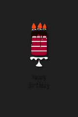 Greeting Card cake. Happy Birthday. In the flat style. Modern style. Illustration. Print on T-shirts. Logo. Poster.