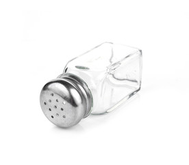 Empty condiment bottles isolated on white background.