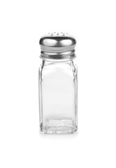 Empty condiment bottles isolated on white background.