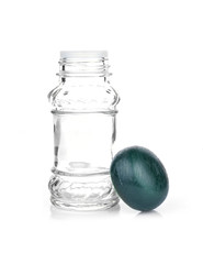 Empty condiment bottles isolated on white background.