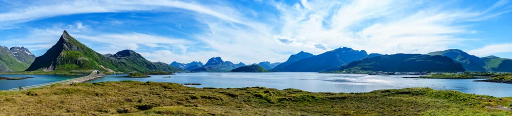 Crédence de cuisine en verre imprimé Reinefjorden Lofoten archipelago panorama