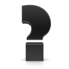 question mark interrogation point interrogation mark punctuation mark query 3d black isolated on white backgroudn in high resolution asking sign for business presentation internet and print