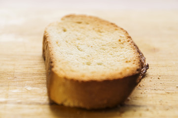 Toast bread on wooden table